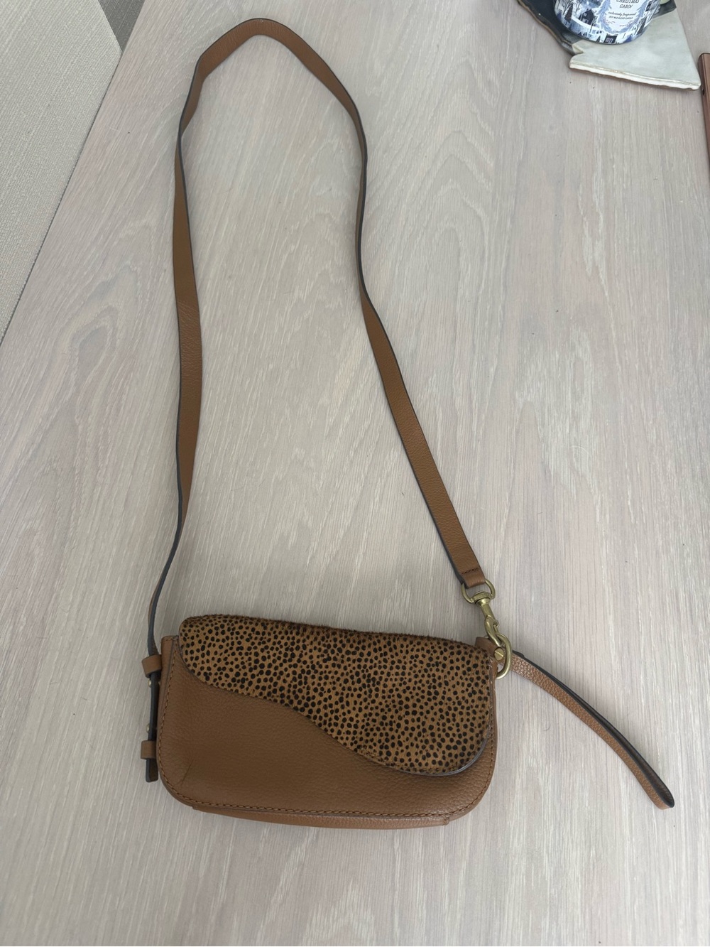Lucky Brand Tan Leather Crossbody with Speckled Flap